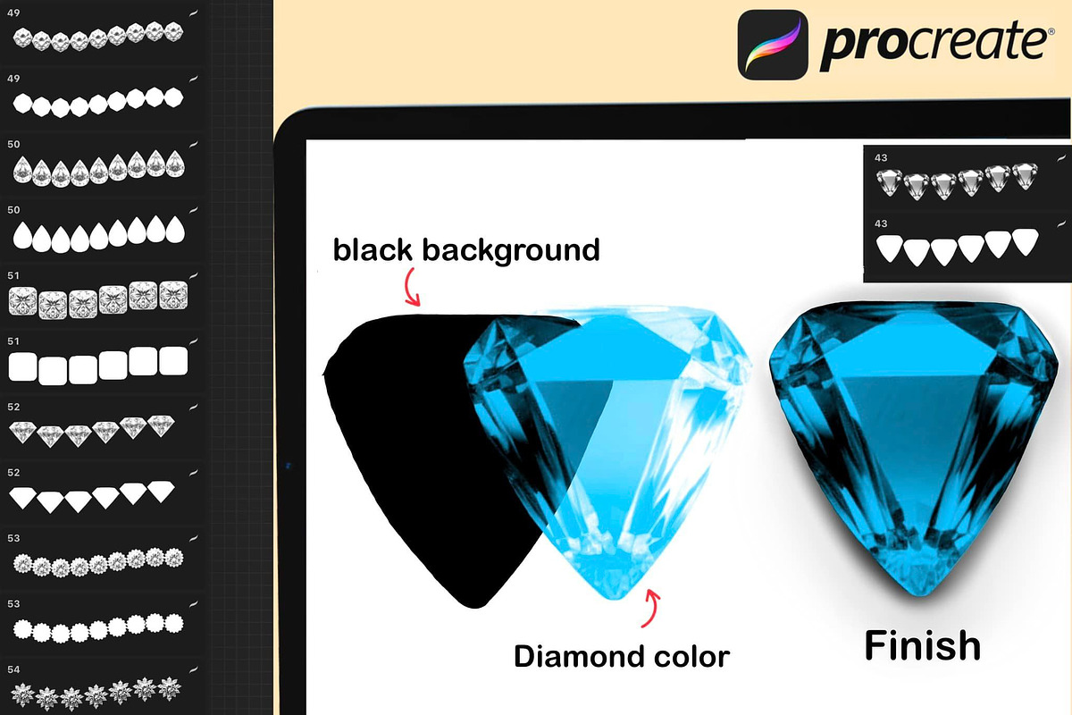 130 Procreate Diamonds Brushes, a Brush Add-On by DrawingStoryShop (Photo 6 of 6)