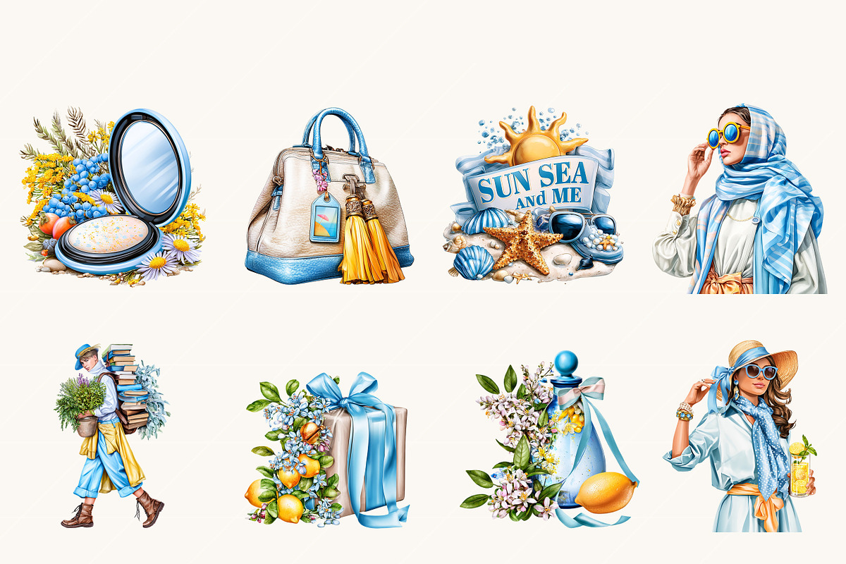 Mediterranean Summer Girl Clipart, a Person Illustration by BusyDaydesign (Photo 2 of 9)