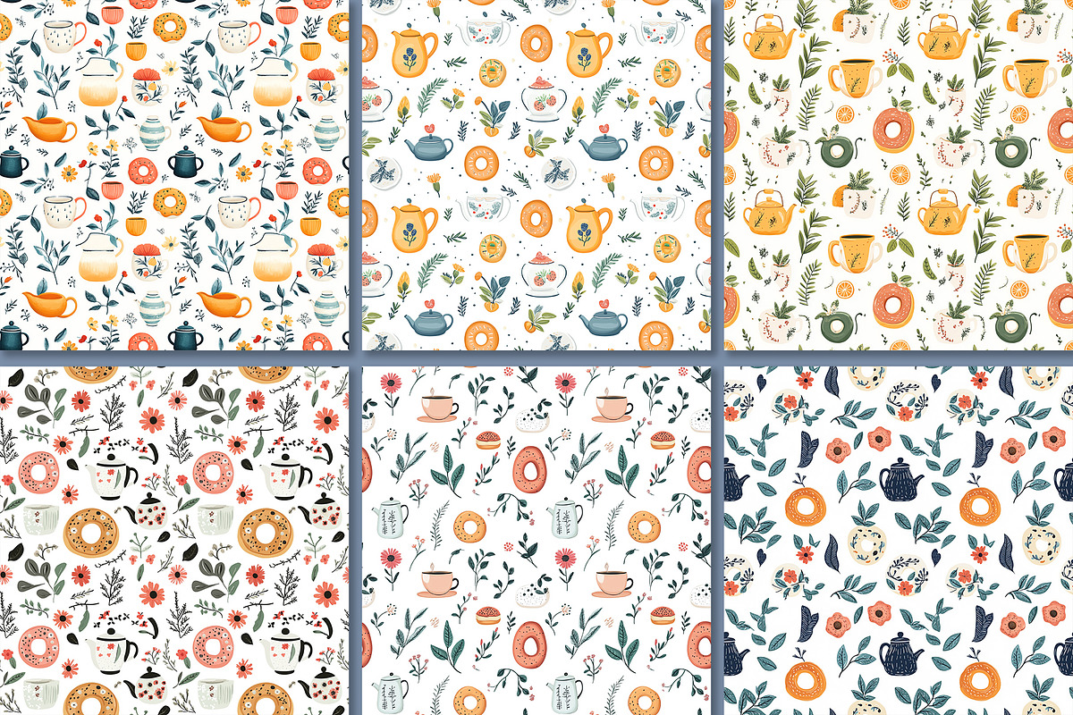 Tea and sweet seamless patterns, a Pattern Graphic by AnastasiyaOleynik (Photo 4 of 7)
