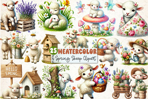 Cute Spring Clipart Lamb Clipart, a Seasonal Illustration by Rose Art