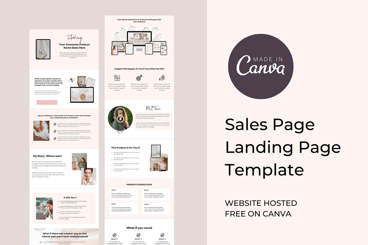 Landing Page Sales Page Canva, a Landing Page Template by Deepa Template Studio (Photo 1 of 9)