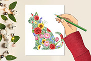 Flower Cat Png, Sublimation Design, a Seasonal Illustration by Rose Art (Thumbnail 3 of 4)