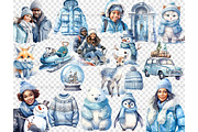 Cold Winter Clipart | Blue Christmas, a Person Illustration by GlamArtZhanna (Thumbnail 4 of 5)