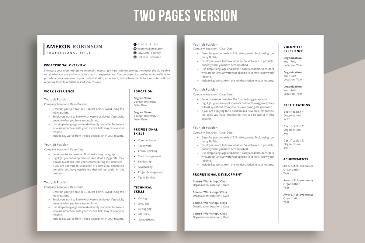Simple Resume Template | CV Template, a Resume Template by aivos (Photo 4 of 5)