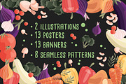 Vegetables posters, banners, pattern, a Decorative Illustration by Blue Lela Design (Thumbnail 2 of 13)