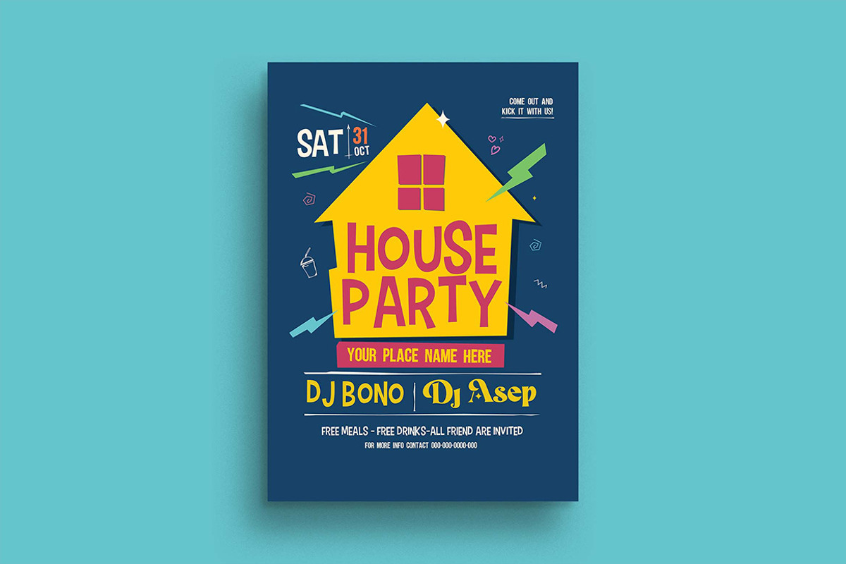 House Party Flyer, a Flyer Template by megarez (Photo 1 of 3)