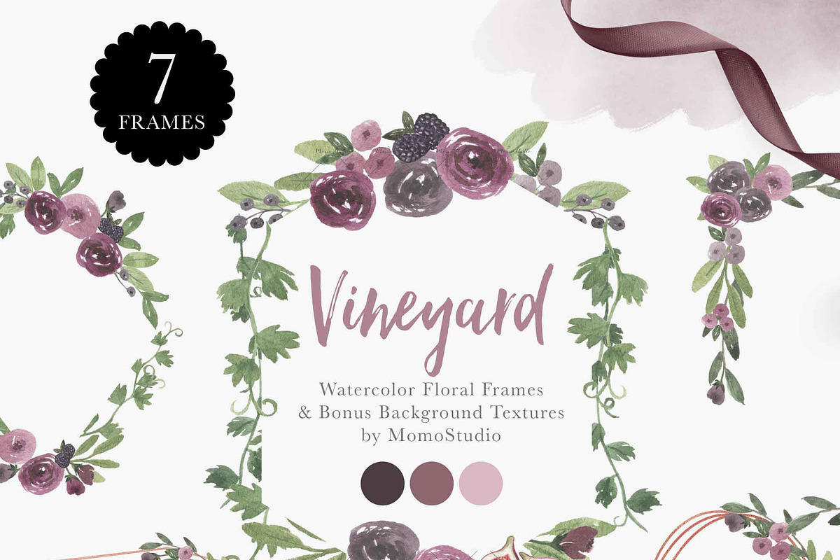 Watercolor Vineyard Elements, an Illustration by Momo Studio (Photo 5 of 16)