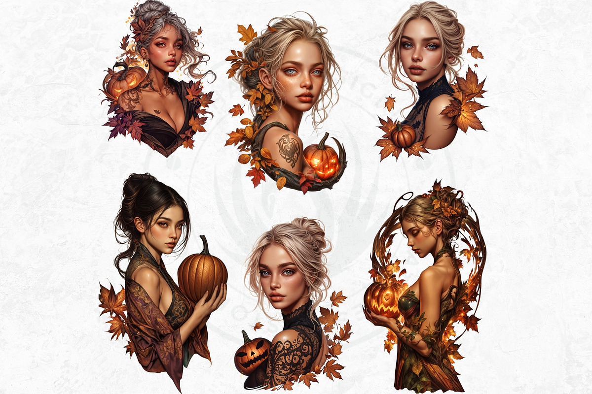 Pumpkin Queen Halloween clipart set, an Illustration by ThatsDesignArt (Photo 9 of 10)