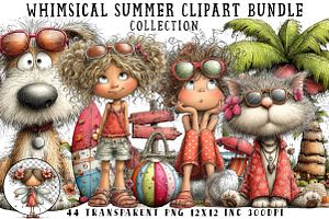 Whimsical Summer Clipart Bundle, an Illustration by OK Design