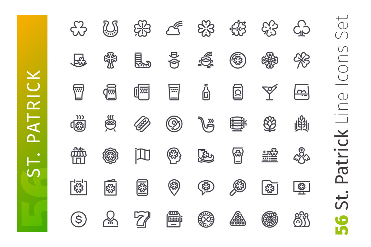 St. Patrick's Line Icons Set, an Outline Icon by Voysla's Shop (Photo 2 of 4)