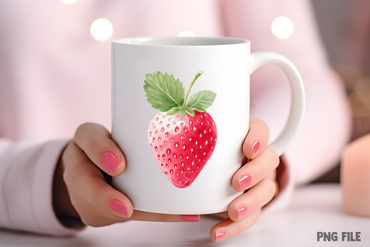 Strawberry Watercolor Clipart Set, an Illustration by Craft Nest (Photo 7 of 11)