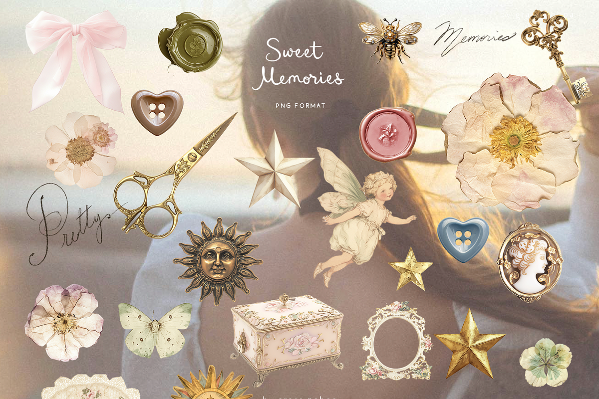 Vintage collage scrapbook lace bows, an Object Graphic by Grace Noboa Illustrations (Photo 5 of 15)