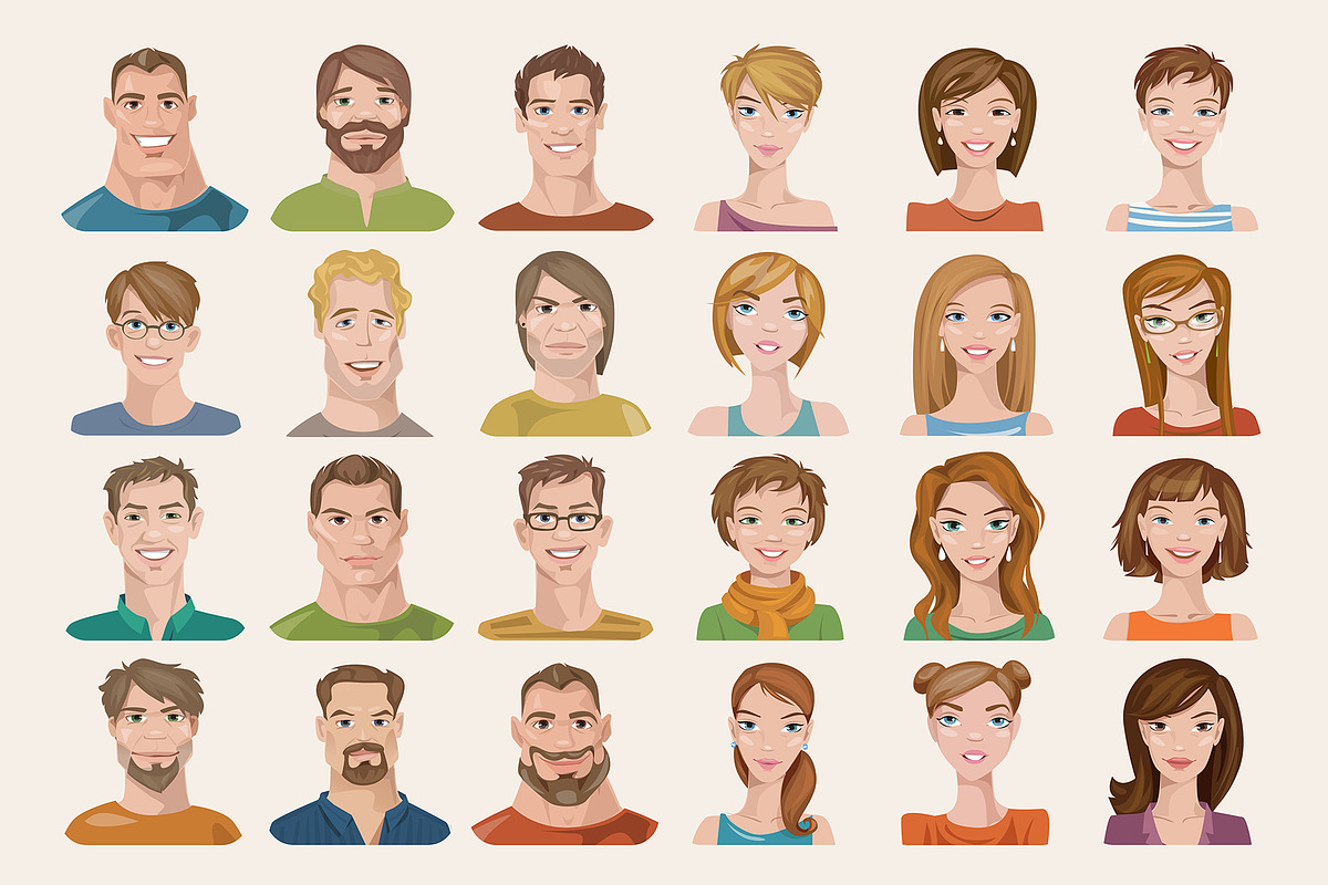 48 male&female avatars, a Graphic by Giraffarte (Photo 3 of 3)