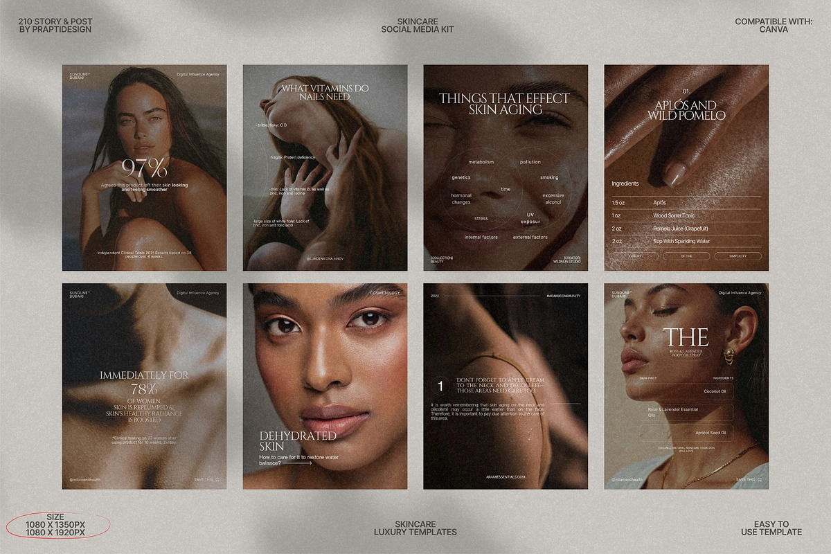 Skincare Story & Post Canva Kit preview 4