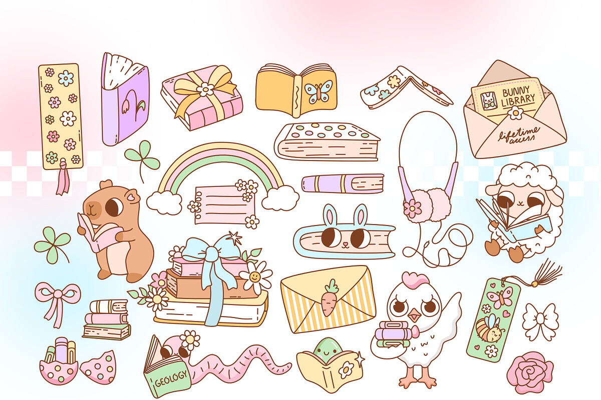 Spring Bookish Clipart Bundle, a Seasonal Illustration by Huxmay (Photo 3 of 7)