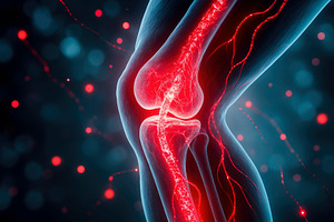 a medical illustration of knee pain, generative AI, a Photo by Nito