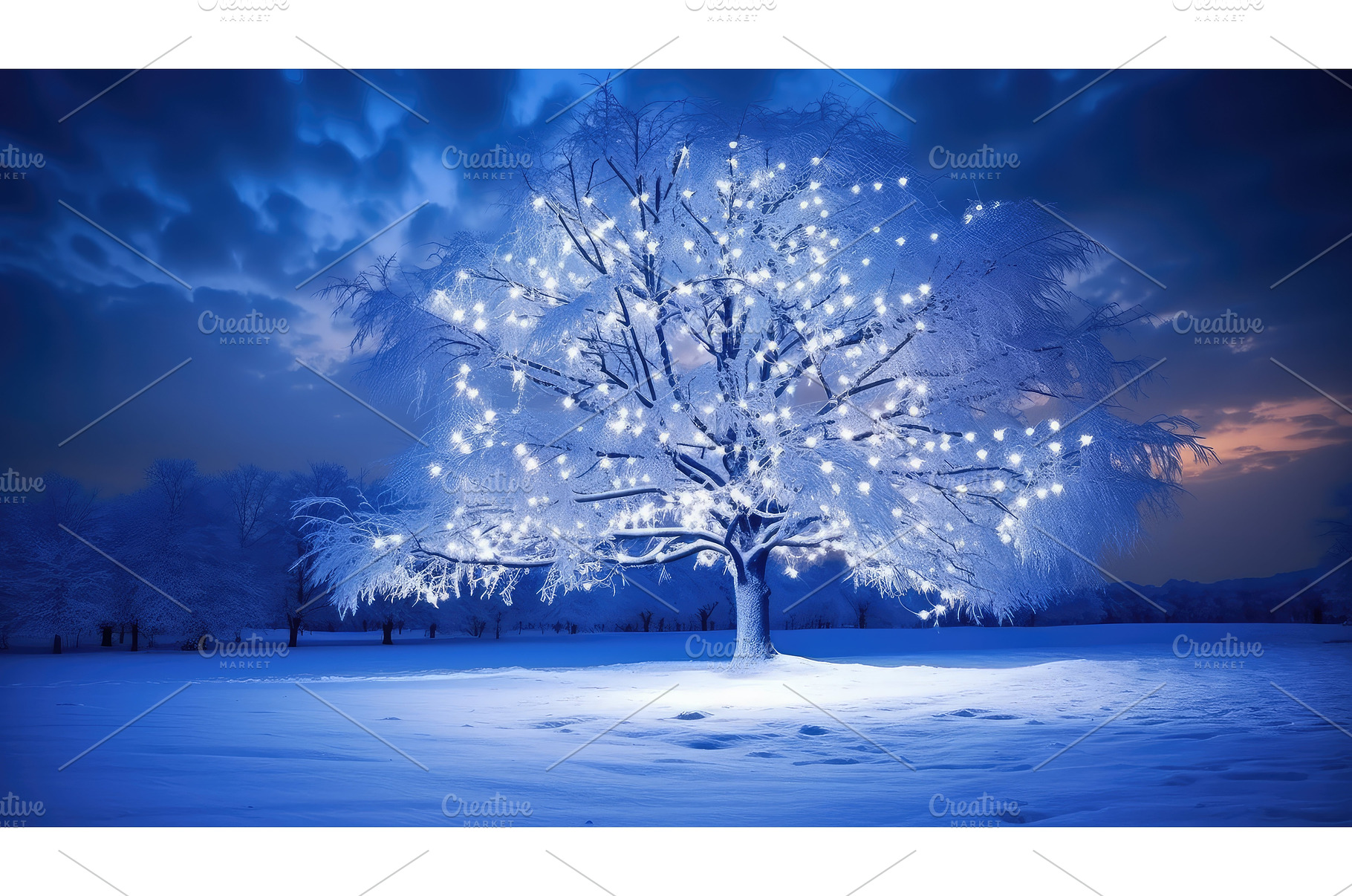 tranquility blue christmas lights ai, a Background Photo by pikepicture
