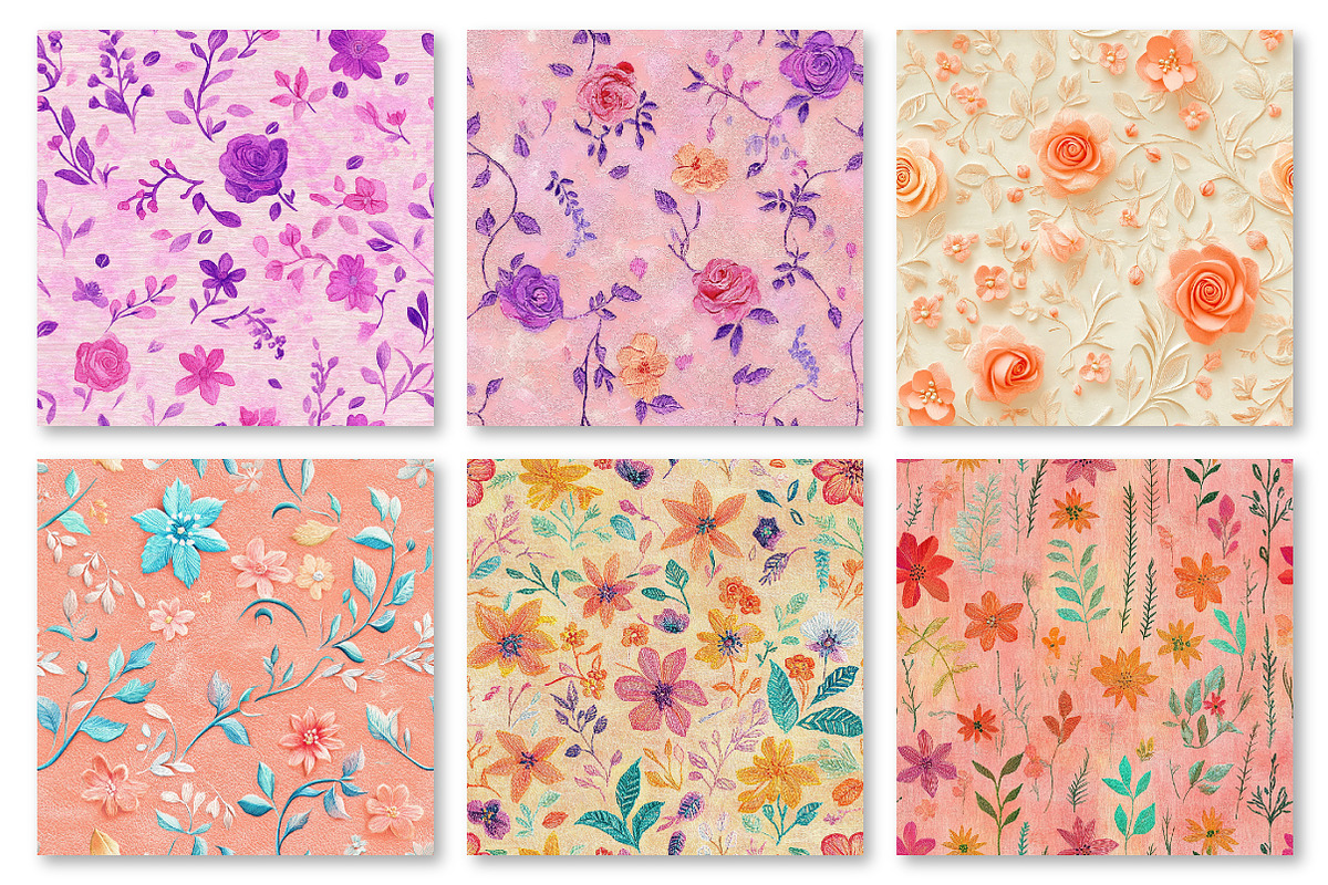 Pastel Floral Digital Paper, a Texture Graphic by Dream Creation (Photo 2 of 6)
