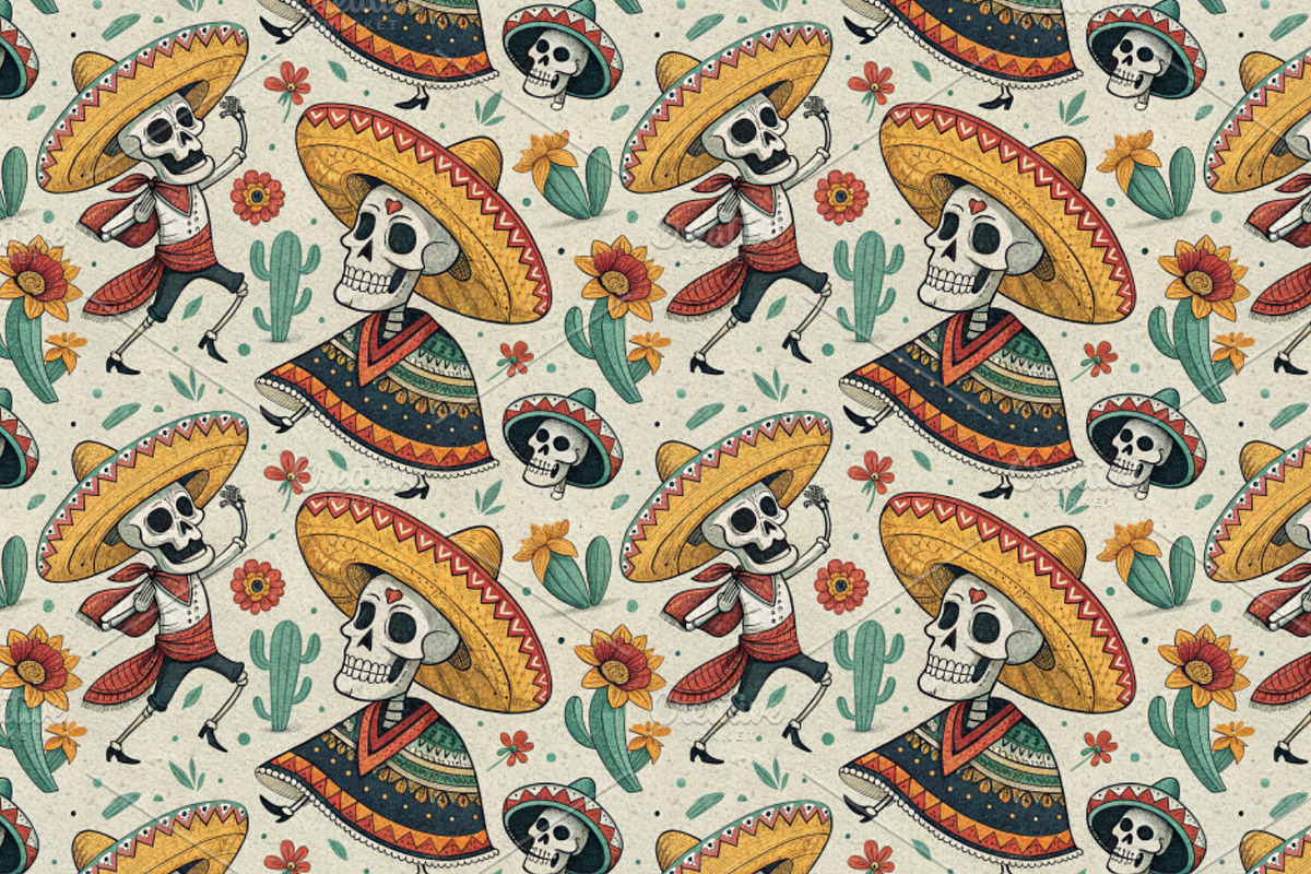 Seamless Pattern Day of the Dead, a Pattern Graphic by Designs by Helen Trupak (Photo 9 of 12)
