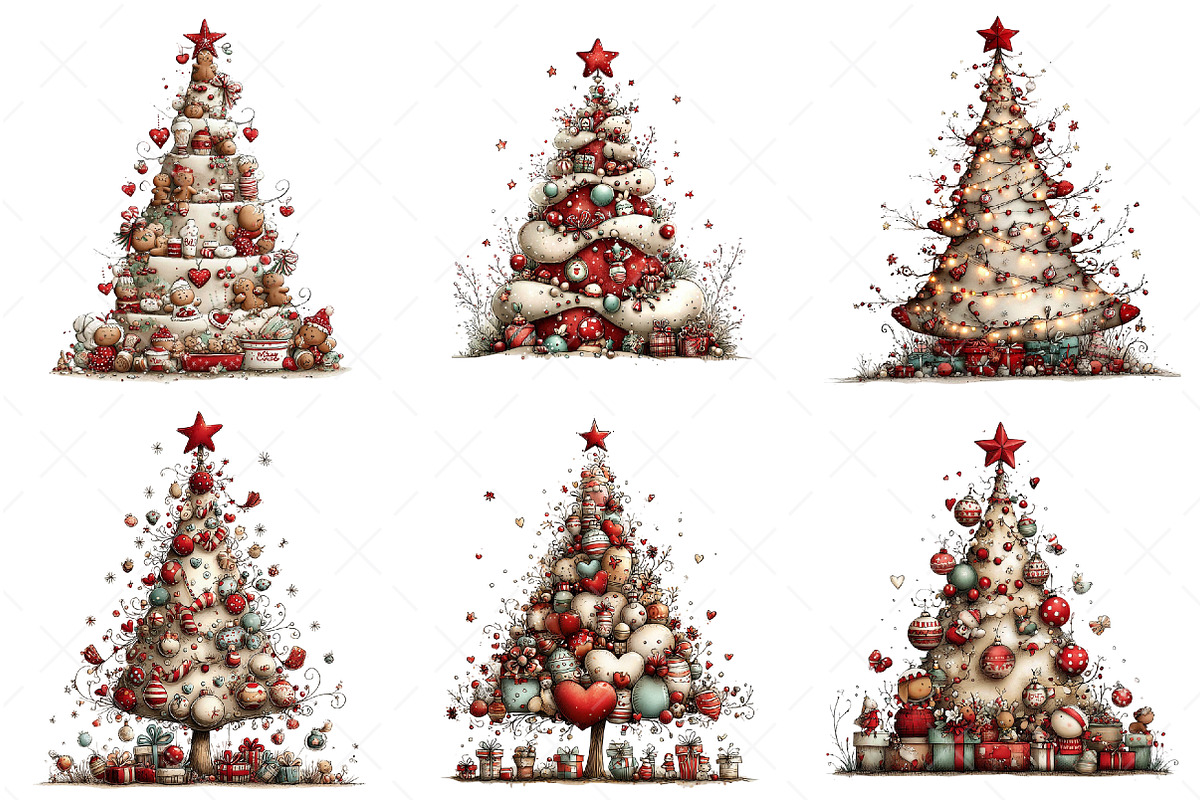 Whimsical Christmas Tree Clipart Png, an Illustration by Craft Nest (Photo 4 of 10)
