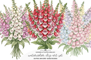 Whimsical Easter Foxglove Clipart, an Illustration by GatewayDesign