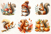 Watercolor Autumn Squirrel Clipart, an Illustration by DreamCafeArt (Thumbnail 3 of 9)