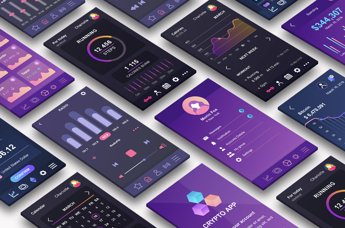 Mobile App UI Kit, a Templates & Theme by alexdndz