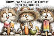 Whimsical Summer Cat Clipart, an Illustration by Dream Creation (Thumbnail 1 of 6)
