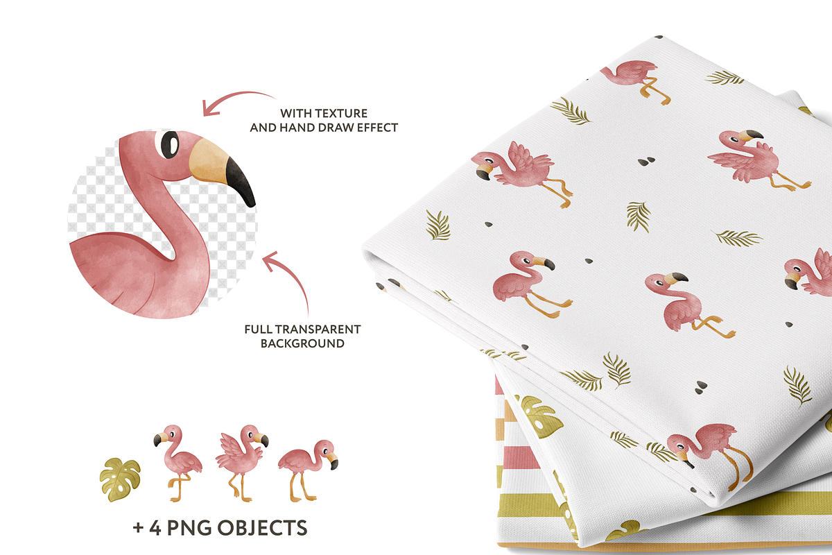 Cute Flamingo Patterns for Fabric, a Pattern Graphic by vatrushkaprint_store (Photo 3 of 4)