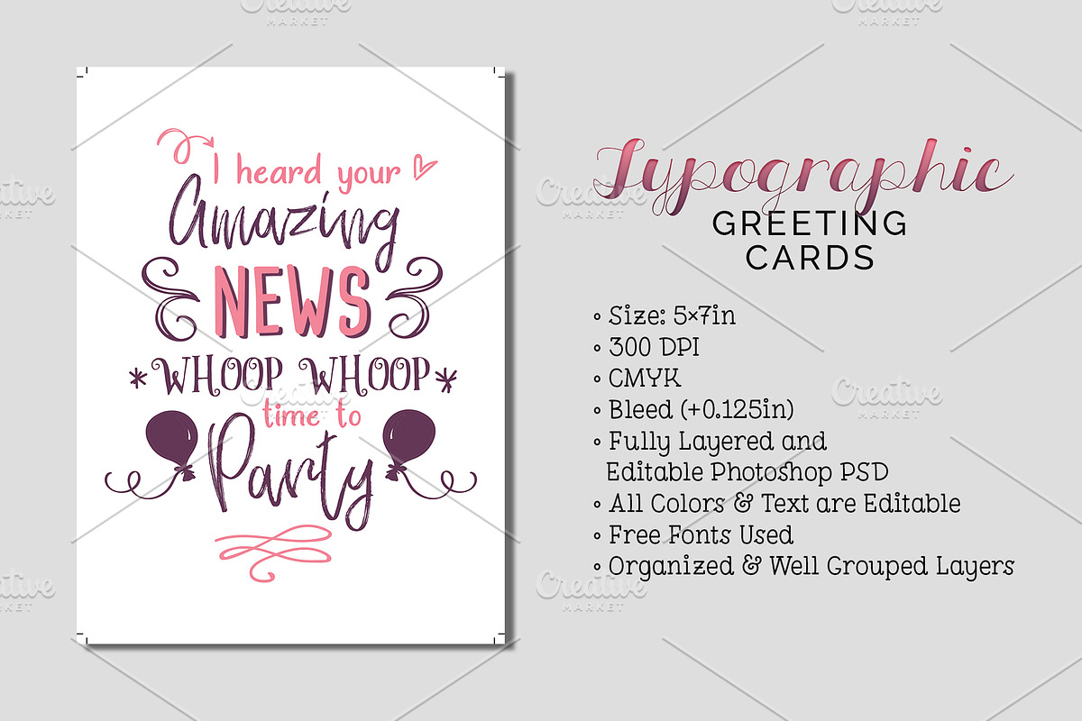 Typographic Greeting Cards, a Card Template by Cyrah's Collection (Photo 1 of 3)