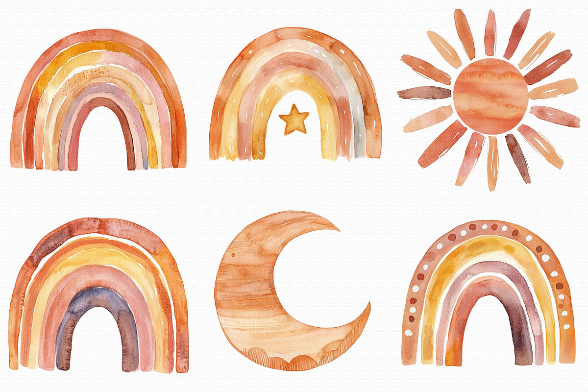 Watercolor Beige Rainbow Clipart, an Illustration by Libby Wishes (Photo 2 of 7)