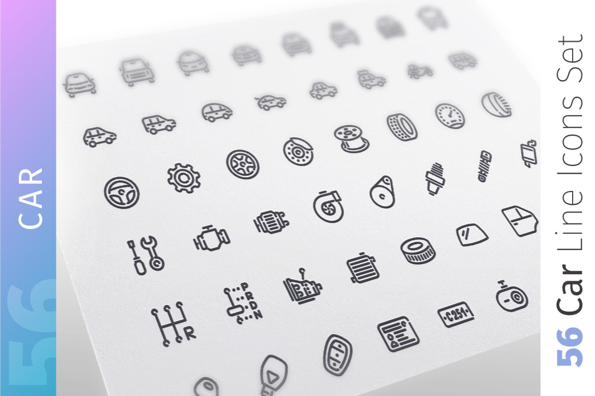 Car Line Icons Set, an Outline Icon by Voysla's Shop (Photo 1 of 4)