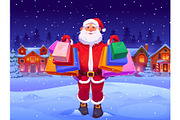 Santa Claus with shopping bags, a Seasonal Illustration by Seavector Studio (Thumbnail 1 of 3)