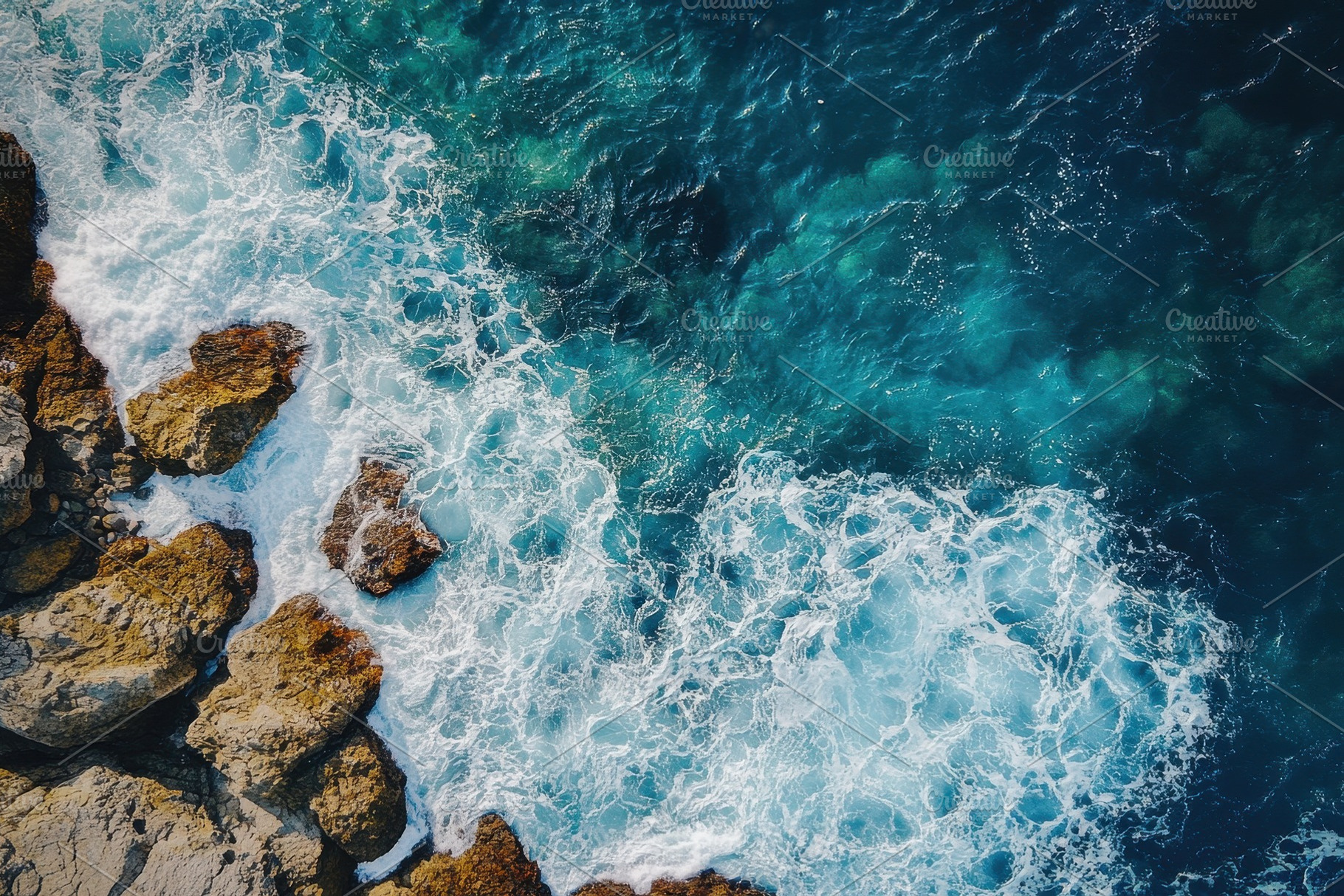 Aerial view of a blue ocean waves, a Photo by Pavel_design