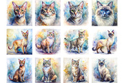 Watercolor Cat Breed Illustrations, an Animal Illustration by Palleon (Thumbnail 2 of 7)