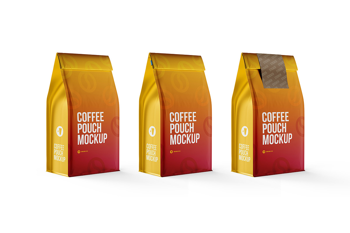 Coffee Pouch Back 3/4 view, a Packaging Mockup by easymock (Photo 7 of 7)