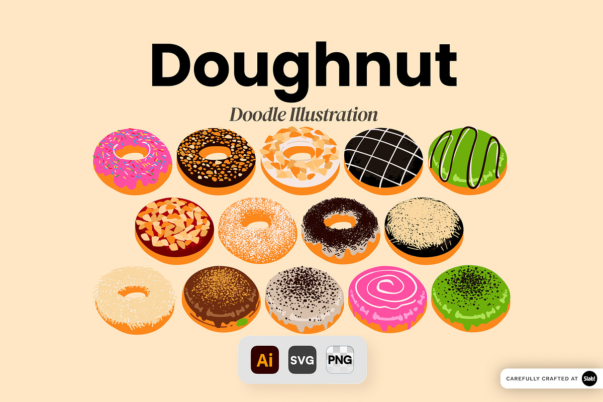 Doughnut Doodle Illustration, a Food Illustration by SLAB! Design (Photo 1 of 3)