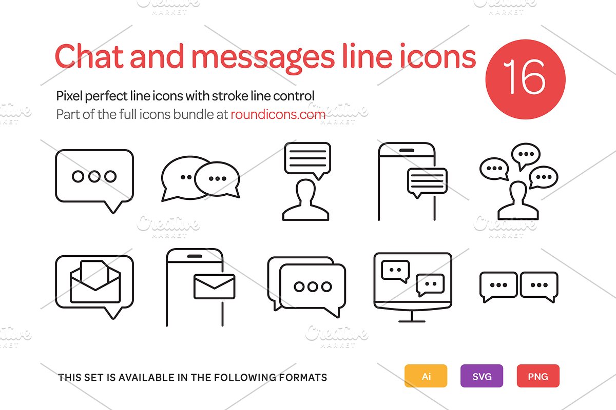 Chat and Messages Line Icons Set, an Icon by Vectopus.com (Photo 1 of 3)