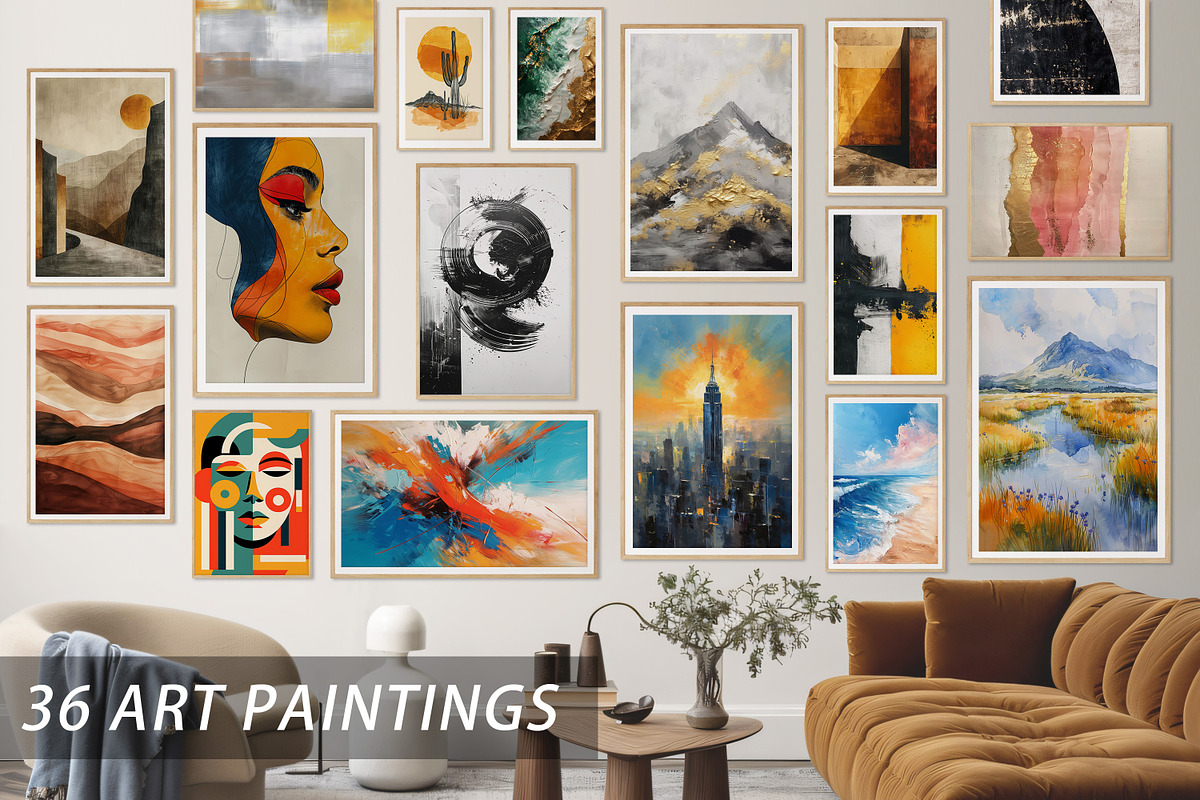 A set of abstract art paintings, a Decorative Illustration by DamonYang's shop (Photo 1 of 9)