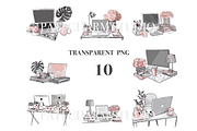 10 Office Desk Clipart, a Decorative Illustration by Pati Charm Studio (Thumbnail 3 of 8)