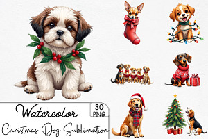 Christmas Dog Sublimation Clipart Bu, an Illustration by CrexoraLab