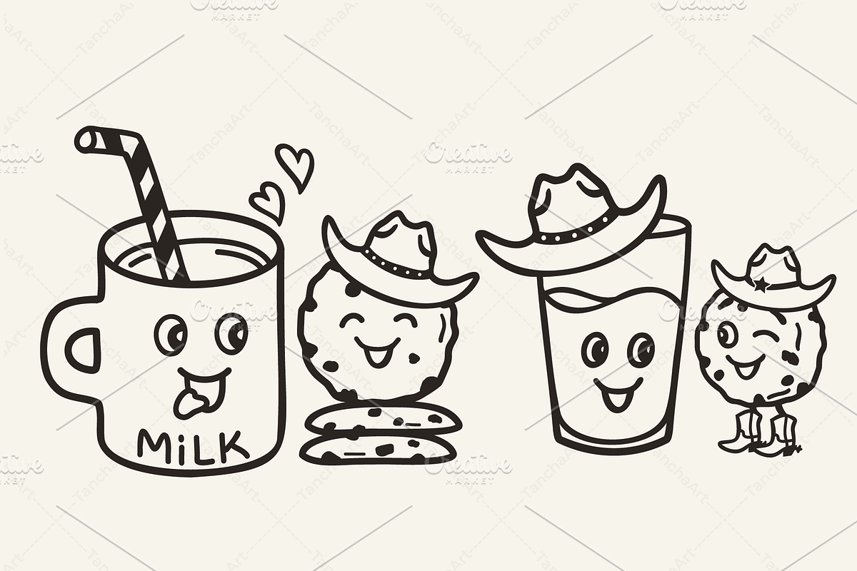 Cowboy Cookie Clipart Funny Milk SVG, a Graphic by TanchaArt (Photo 2 of 9)