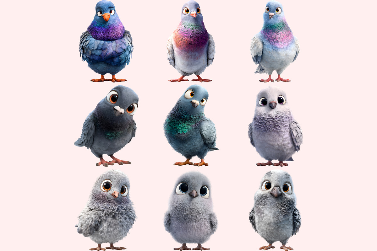 Pigeon PNG Clipart Bundle, a Graphic by M9 Design (Photo 2 of 9)