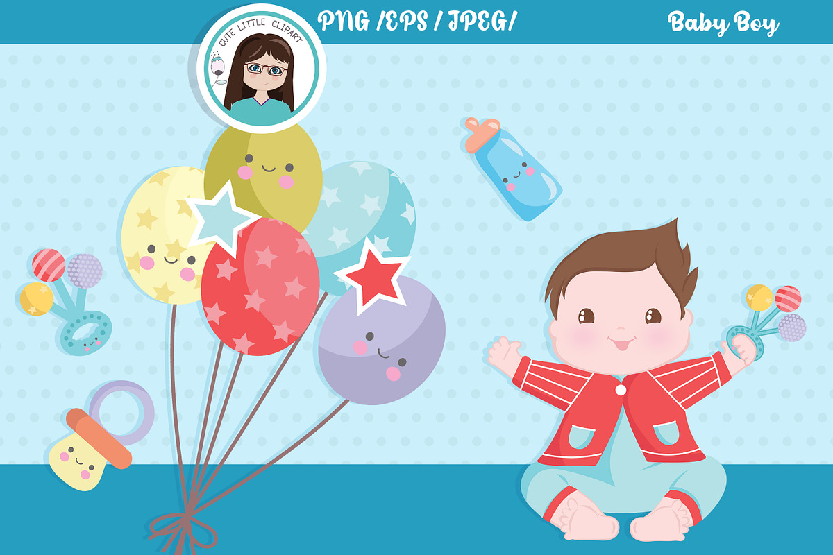 Baby boy clipart, an Illustration by Cute Little Workshop (Photo 2 of 3)