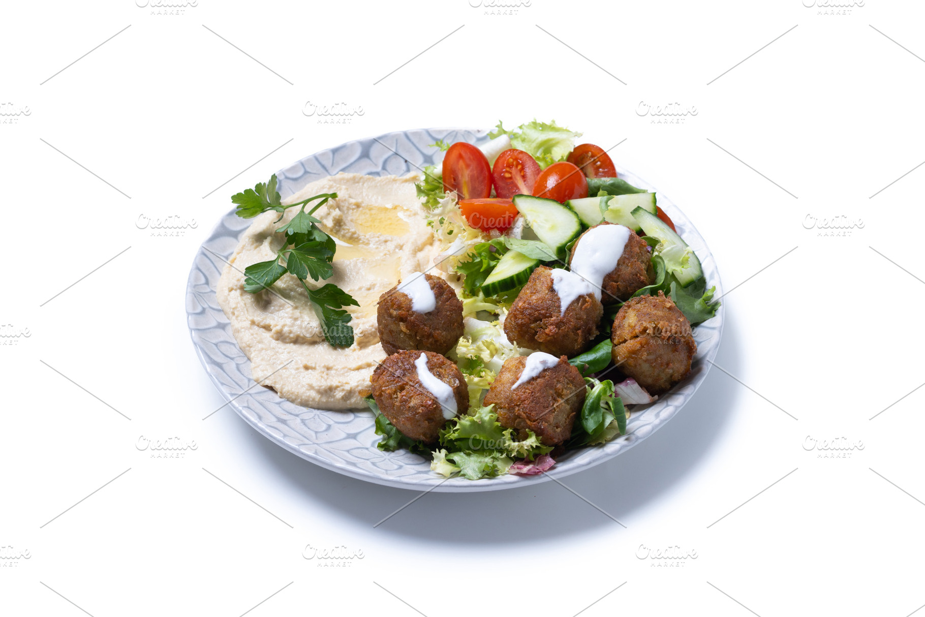 Falafel with hummus and fresh salad, a Photo by etorres69