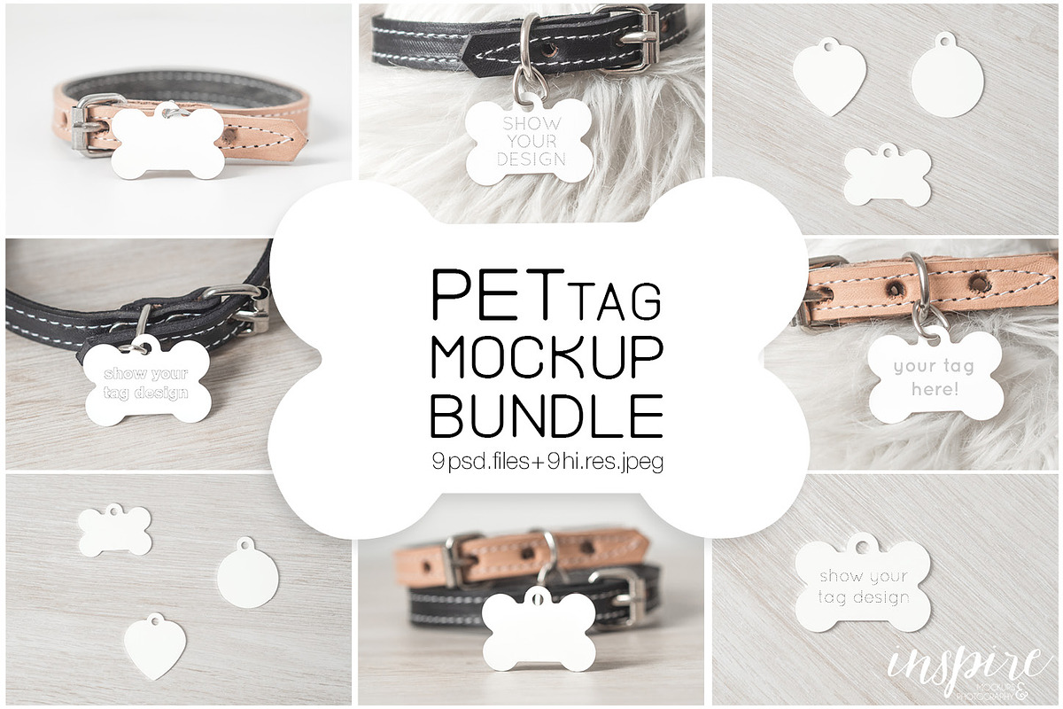 Bone Pet Tag PSD Mockup Bundle, a Product Mockup by Inspire Mockups (Photo 1 of 4)