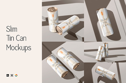 250ml Slim Tin Can Mockups