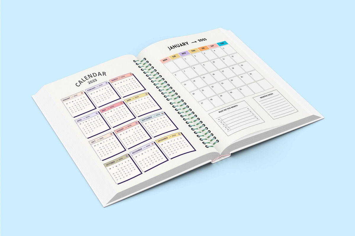 2025 Daily Weekly Monthly Planner, a Stationery Template by Designmela01 (Photo 4 of 5)