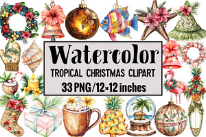 Tropical Christmas Clipart, an Illustration by Design Market