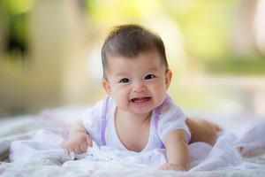 Happy cute baby close up stock photo containing adorable and baby